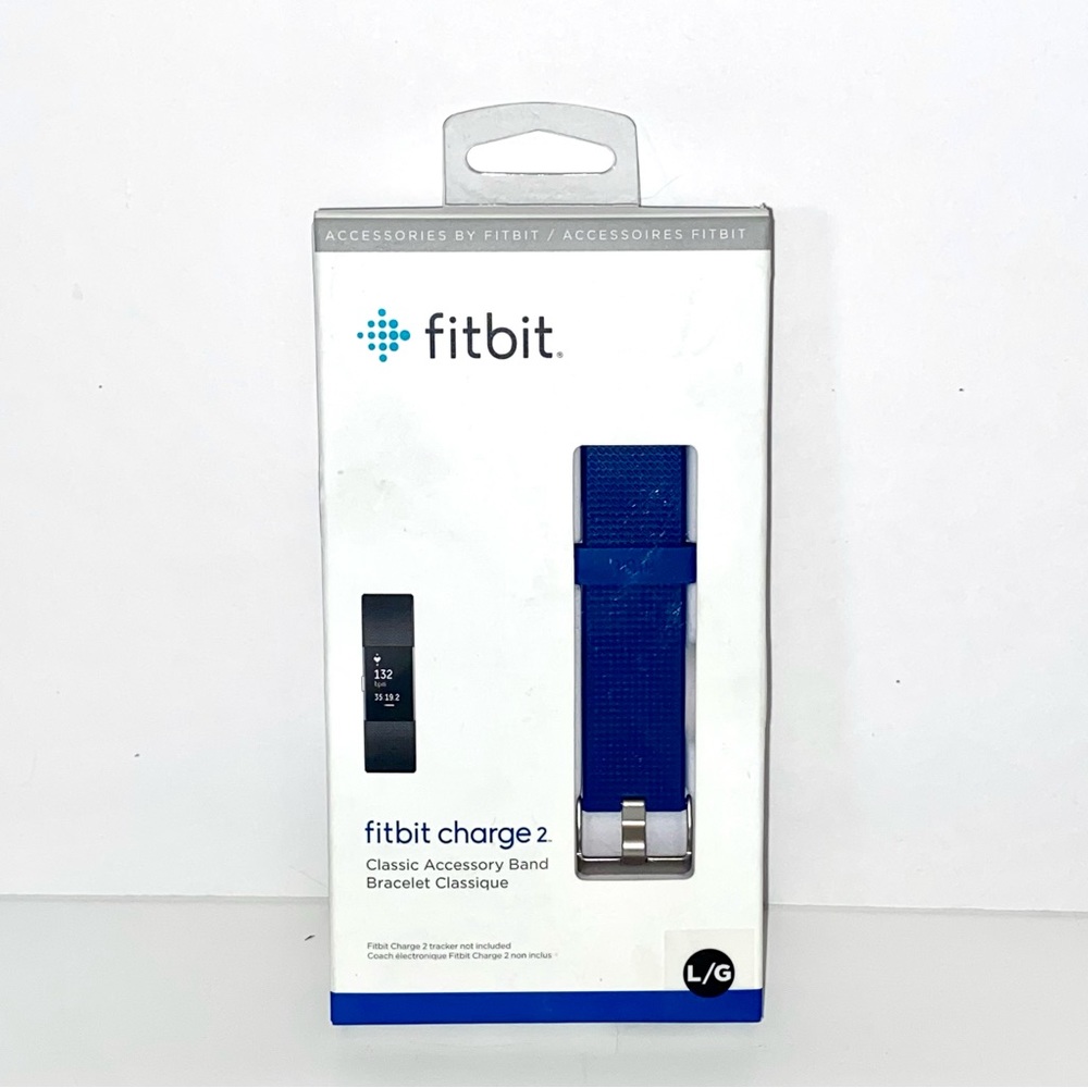NIB Fitbit Charge 2 Blue Classic Accessory Strap - Blue L